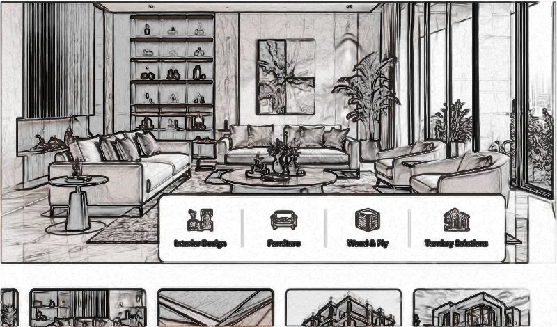 Architectural Living Room Sketch